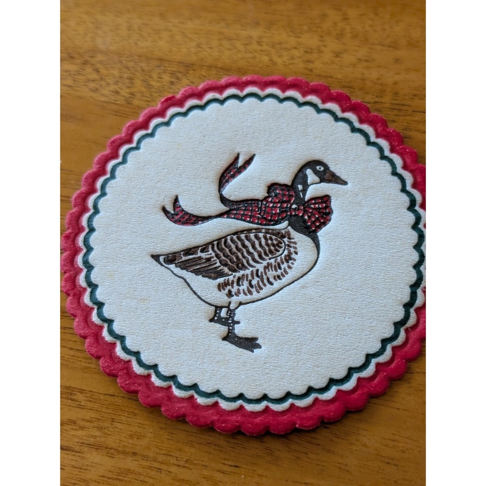 Vintage Potpourri Press Christmas Goose 32 Absorbent Coasters Red